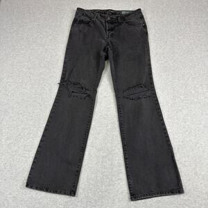 Wild Fable Jeans Womens Sz 8 Black Denim Low Rise Bootcut Leg Distressed Ripped